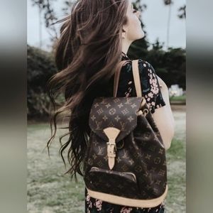 OOAK Louis Vuitton Hand Painted Leather Wrapped Montsouris GM